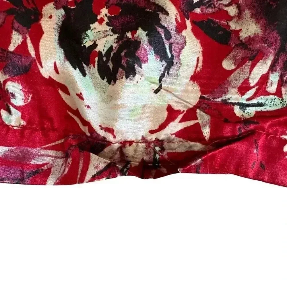Gilligan & O'Malley Red Women's Satin Floral Lightweight Pajama Pants SZ M #1944